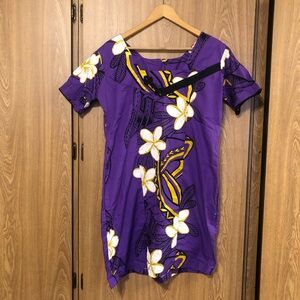 Hawaiian Purple Floral Mini Dress